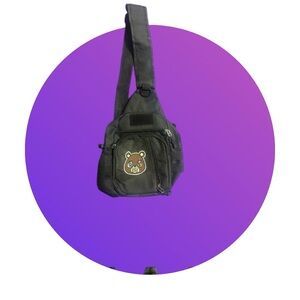 Black Sling Bag with Bear Design